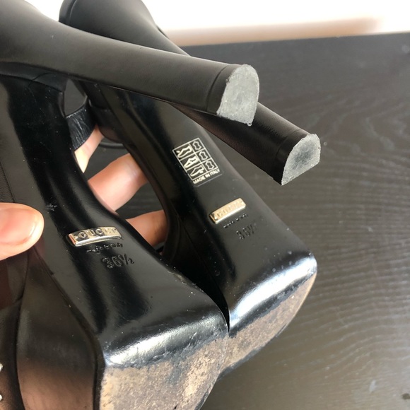 Gucci Malaga Kid studded silver, black platform sandals. Size 36.5 Made in Italy - Picture 9 of 9